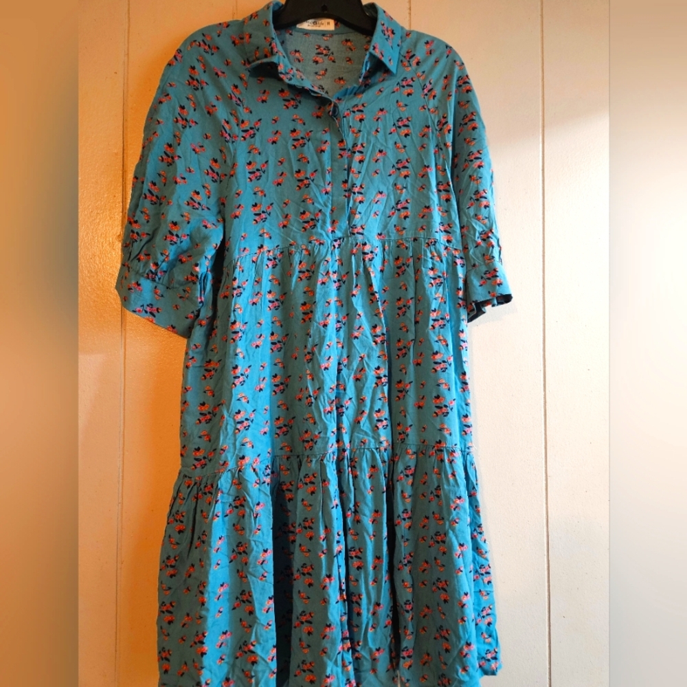 Natural Life Teal Babydoll Dress - Size M